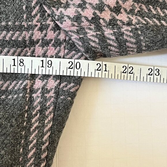 Amanda Smith Grey and Pink Plaid Recycled Wool Blend Coat Women's Size 8 EUC - Picture 11 of 12